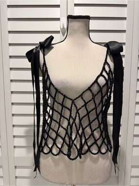Urban Outfitters Black beaded over top  with ribbon bows.